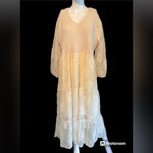 NWT Baltic Born Boho Cream Sheer Overlay Long Sleeve Maxi Dress, Size 2XL (101)